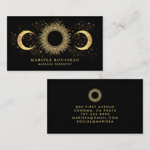 Carte De Visite Thérapeute de Massage Céleste Or Noir