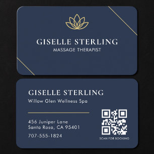 Carte De Visite Thérapeute de Massage Code QR Bleu