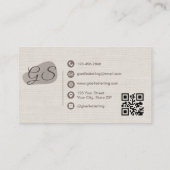 Carte De Visite Thérapeute de Massage Code QR Élégant Lin Beige (Dos)