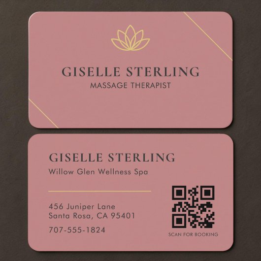 Carte De Visite Thérapeute de Massage Code QR Rose 