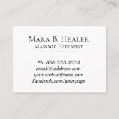 Carte De Visite Thérapeute de massage de *~* * aquarelle de (Dos)