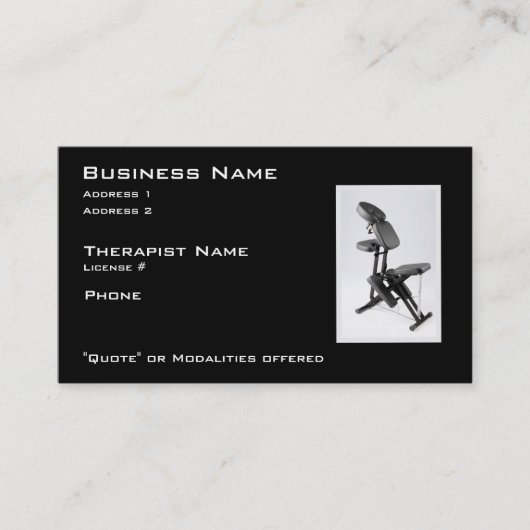 Carte De Visite Thérapeute de massage de chaise (Devant)