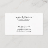 Carte De Visite Thérapeute de massage de thérapie de massage (Dos)
