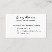 Carte De Visite Thérapeute de massage des mains d'aquarelle modern (Dos)