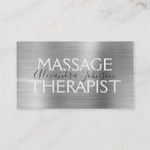 Carte De Visite Thérapeute de massage en métal brossé argent (Devant)