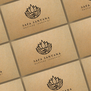 Carte De Visite Thérapeute de massage Fleur de Lotus Kraft