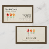 Carte De Visite Thérapeute de massage - Fleurs de soleil simples e (Devant / Derrière)