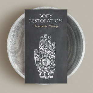 Carte De Visite Thérapeute de massage Henna Lotus Tattoo main