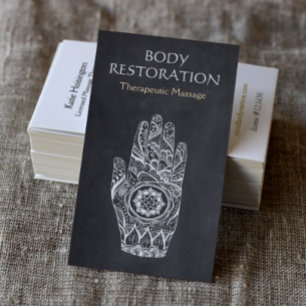 Carte De Visite Thérapeute de massage Henna Lotus Tattoo main