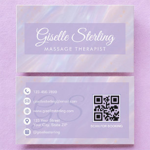 Carte De Visite Thérapeute de massage Iridescente Opal Holographie