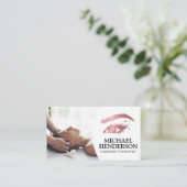 Carte De Visite Thérapeute de massage | Logo des cils de la cosmét (Debout devant)