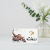 Carte De Visite Thérapeute de massage | Logo Gold Beauty (Debout devant)