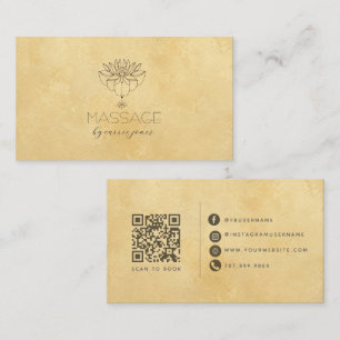Carte De Visite Thérapeute de Massage Lotus à la Moutarde Dorée