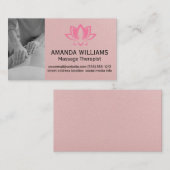 Carte De Visite Thérapeute de massage | Lotus rose (Devant / Derrière)