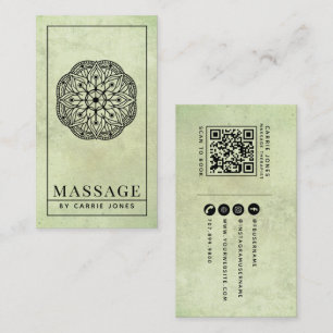 Carte De Visite Thérapeute de Massage Moderne Vert Sauge Texturé
