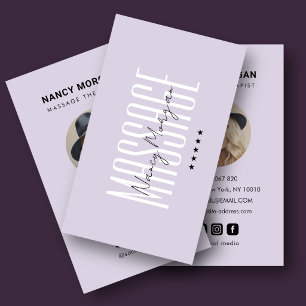Carte De Visite Thérapeute de Massage Photo de Profil Minimaliste