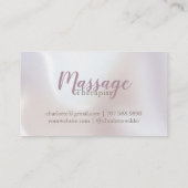 Carte De Visite Thérapeute de Massage Rose Blush Script Iridescent (Dos)