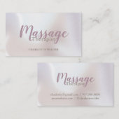 Carte De Visite Thérapeute de Massage Rose Blush Script Iridescent (Devant / Derrière)