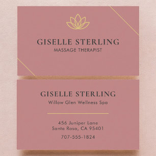 Carte De Visite Thérapeute de massage rose minimaliste Lotus