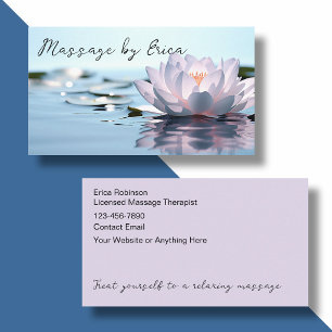 Carte De Visite Thérapeute de Massage Sous Licence Zen Lotus Flowe