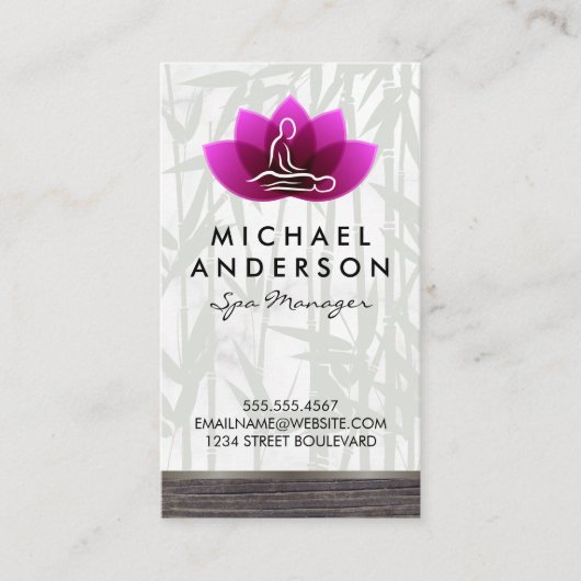 Carte De Visite Thérapeute de massage | Spa de fleurs Lotus (Devant)