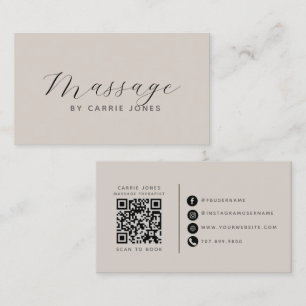 Carte De Visite Thérapeute de Massage Taupe Chaud