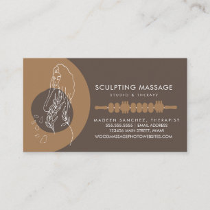 Carte De Visite Thérapeute de Massage Thérapie Bois Sculpture Corp
