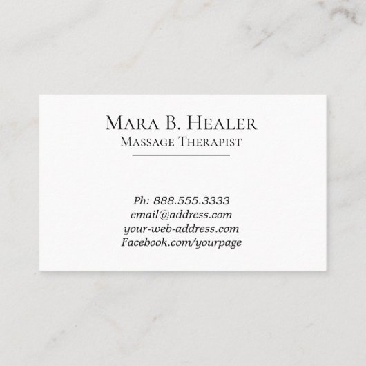 Carte De Visite ** Thérapeute de massage ~ Thérapie de massage Aqu (Dos)