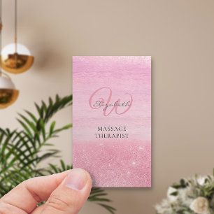 Carte De Visite Thérapeute de Massage Vertical Ombré Rose Brillant