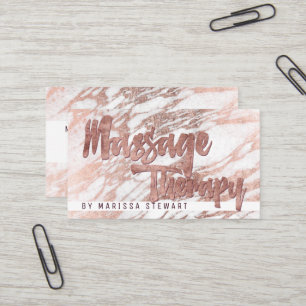 Carte De Visite Thérapeute élégant de massage de marbre d'or de