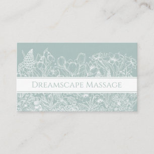 Carte De Visite Thérapeute en Massage Art Botanique Vert Sauge Mod