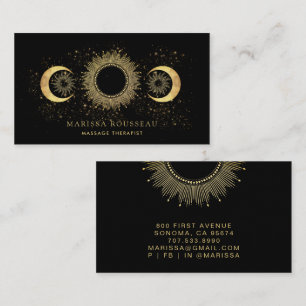 Carte De Visite Thérapeute en Massage Céleste Noir Or