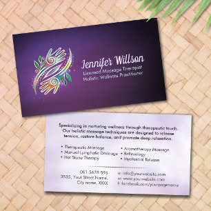 Carte De Visite Thérapeute en Massage Holistique Toucher de Guéris