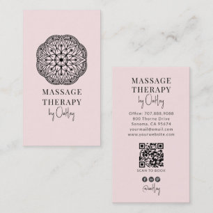 Carte De Visite Thérapeute en Massage Moderne Rose Pâle