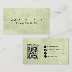 Carte De Visite Thérapeute en Massage Moderne Vert Sauge