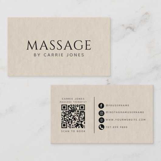 Carte De Visite Thérapeute en massage simple (Devant / Derrière)
