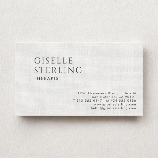 Carte De Visite Thérapeute Linge Blanc
