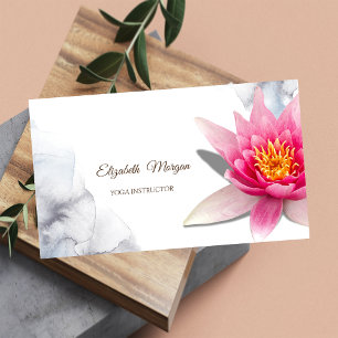 Carte De Visite Thérapeute, Lotus à l'aquarelle, Yoga