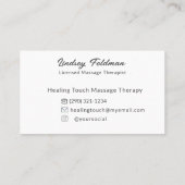 Carte De Visite Thérapeute moderne Deeper Aquarelle Mains Massage (Dos)