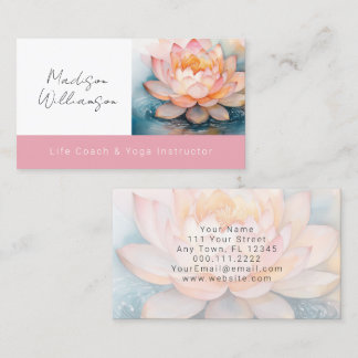 Carte De Visite Thérapeute Moderne Spa Yoga Zen Fleur de Lotus Ros