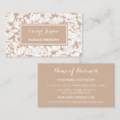 Carte De Visite Thérapeute moderne Tan Floral Girly Massage (Devant / Derrière)