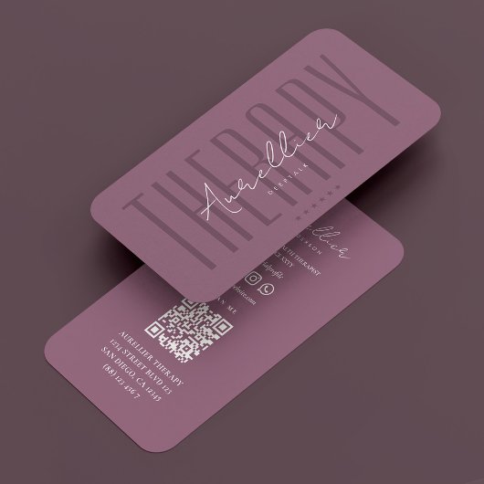 Carte De Visite Thérapeute physique moderne Dusty Pink Script