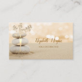 Carte De Visite Thérapeute, Pierres, Sable, Silhouette Arbre Or (Devant)