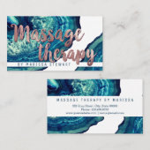 Carte De Visite Thérapeute rose de massage d'or d'agate de pierre (Devant / Derrière)