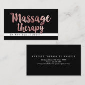 Carte De Visite Thérapeute simple de massage d'or rose moderne (Devant / Derrière)