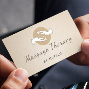 Carte De Visite Thérapie de Massage Bohème Élégant Script Mains de