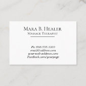 Carte De Visite ** Thérapie de massage de thérapeute de massage (Dos)