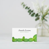 Carte De Visite Thérapie de massage Feuille moderne à la menthe bl (Debout devant)