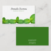 Carte De Visite Thérapie de massage Feuille moderne à la menthe bl (Devant / Derrière)