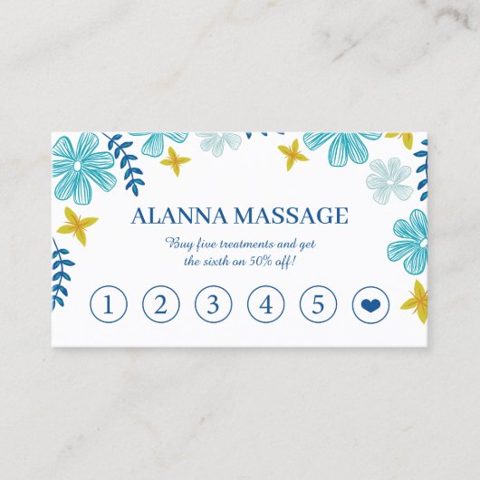 Carte De Visite Thérapie de Massage Fleurs Tropicales Fidélité (Devant)